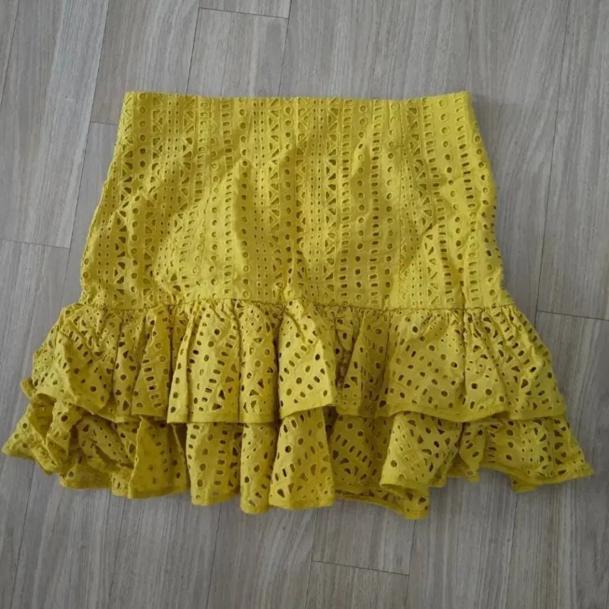 [BUNJANG] Zara 2-Tier Ruffle Mini Skirt Yellow / 자라 2단프릴 스커트