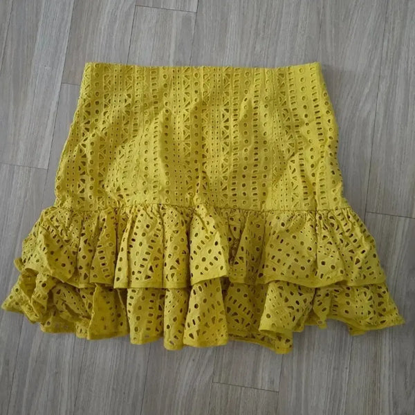 [BUNJANG] Zara 2-Tier Ruffle Mini Skirt Yellow / 자라 2단프릴 스커트