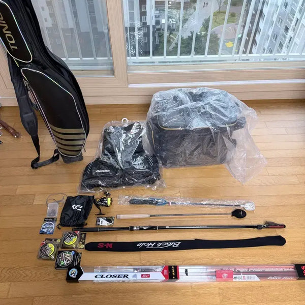 [BUNJANG] Full Fishing Set - Rod, Reel, Vest, and Accessories / 찌낚시 풀세트 거의 새거!!! (릴, 낚시대, 낚시조끼, 용품)