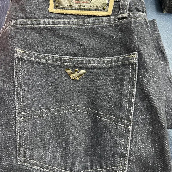 [BUNJANG] Giorgio Armani Jeans Black Denim Logo Pants / 90s 아르마니 진스 블랙 데님 로고 팬츠