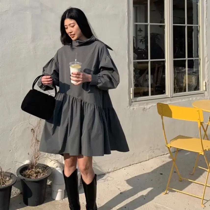 [BUNJANG] TAV Layered Scarf Volume Puffy Dress / TAV Scarf layered volume puffy dress