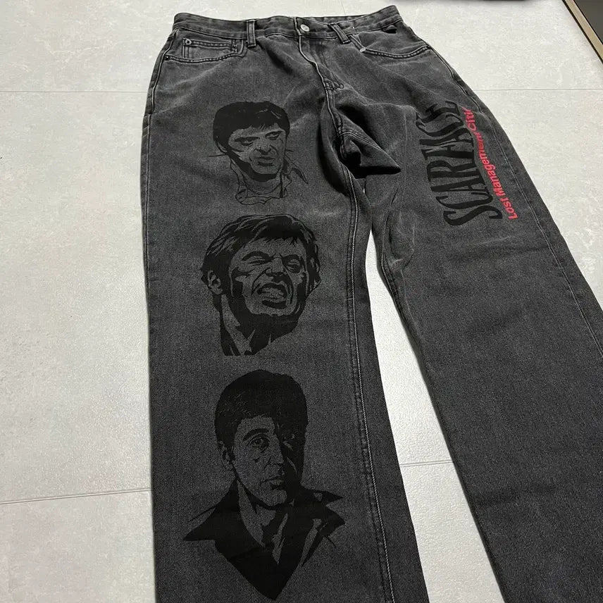 [BUNJANG] LMC Scarface Print Black Denim Jeans Size 1 / [실측31] LMC 스카페이스 1사이즈 프린트 흑청 데님 청바지