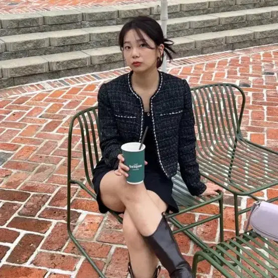 [BUNJANG] ROEM Tweed Colorless Jacket / [로엠] 트위드 배색 칼라리스 자켓