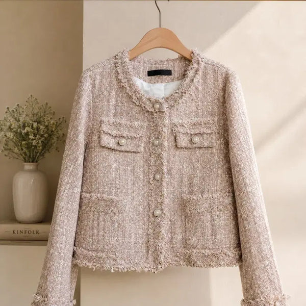 [BUNJANG] Pretty Light Pink Tweed Jacket Free Size (Approx. 55-66) / 예쁜 연핑크 트위드 자켓 프리 사이즈(55-66정도)