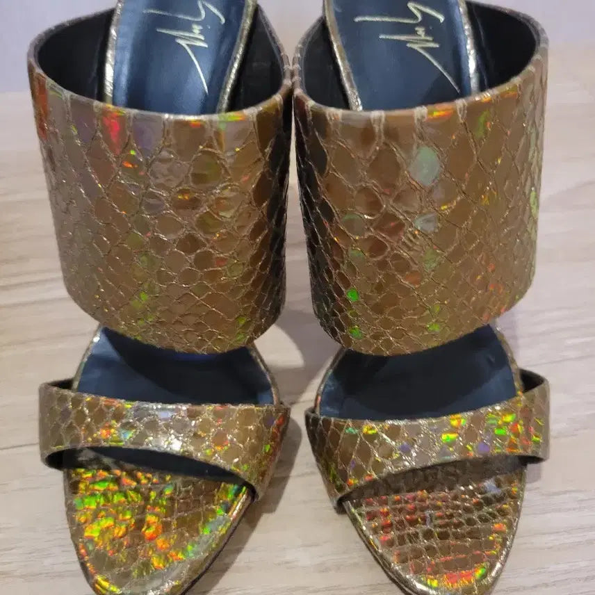 [BUNJANG] Giuseppe Zanotti Vampy Sandals Heels Metallic Gold Stiletto Mules Slides / 정품 쥬세페 자노티 뱀피 샌들 힐 골드 킬힐 뮬 슬라이드
