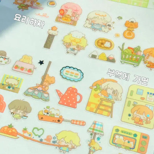 [BUNJANG] Cotton World Spring Performance Kiss Cut Sticker Set (3 Types) / 코튼월드 봄의 연주 키스컷 3종
