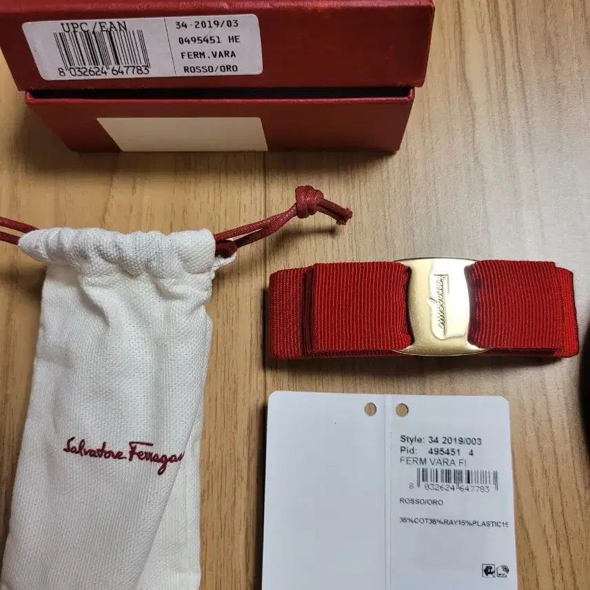 [BUNJANG] Ferragamo Vara Bow Hairpin Red Gold Hardware / 정품 페라가모 바라 보우 레드 금장 헤어핀 헤어밴드
