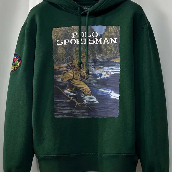 [BUNJANG] Polo Country Fisherman's Sweat Hoodie Forest Green / 폴로 컨트리 포레스트그린 피싱 스포츠맨 스웻 후드티