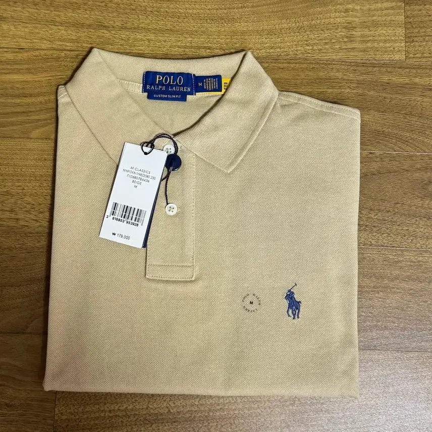 [BUNJANG] Polo Ralph Lauren Custom Slim Fit Mesh Polo Shirt (Beige/Navy Pony) / 폴로 커스텀슬림핏 메시 폴로 셔츠 베이지/네이비포니 M 롯데백화점상품
