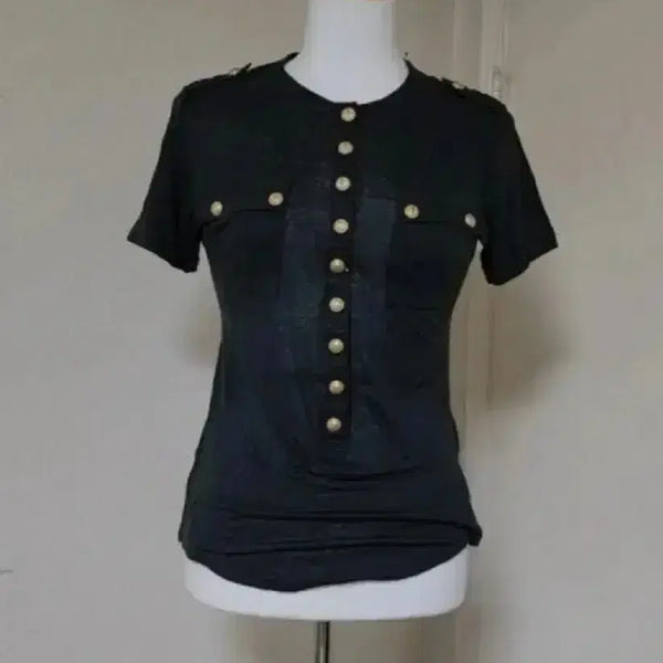 [BUNJANG] Balmain 100% Linen Short Sleeve T-Shirt / 미사용 새상품급/발망[정품]반팔티/마100%