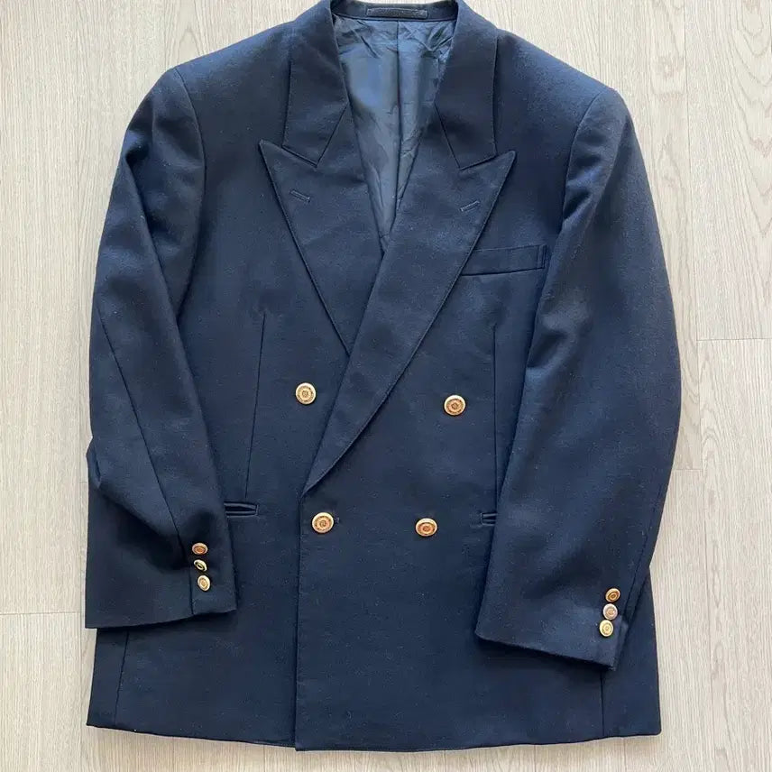 [BUNJANG] Vintage Navy Gold Button Double Breasted Blazer (4-Button) M / 빈티지 네이비 금장 더블 블레이져 (4버튼 ) M