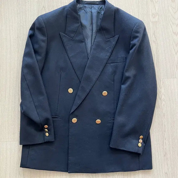 [BUNJANG] Vintage Navy Gold Button Double Breasted Blazer (4-Button) M / 빈티지 네이비 금장 더블 블레이져 (4버튼 ) M