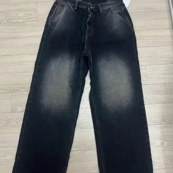 [BUNJANG] Black Washing Wide Denim Pants / 블랙 워싱 와이드 데님 팬츠