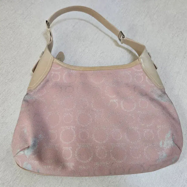 [BUNJANG] Salvatore Ferragamo Gancini Pattern Shoulder Bag Pink / 페라가모 숄더백 핑크 간치니 패턴