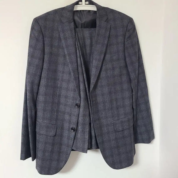 [BUNJANG] Checkered Suit Set (Grey, Size 94/30) / 체크무늬 정장 세트 그레이94/30