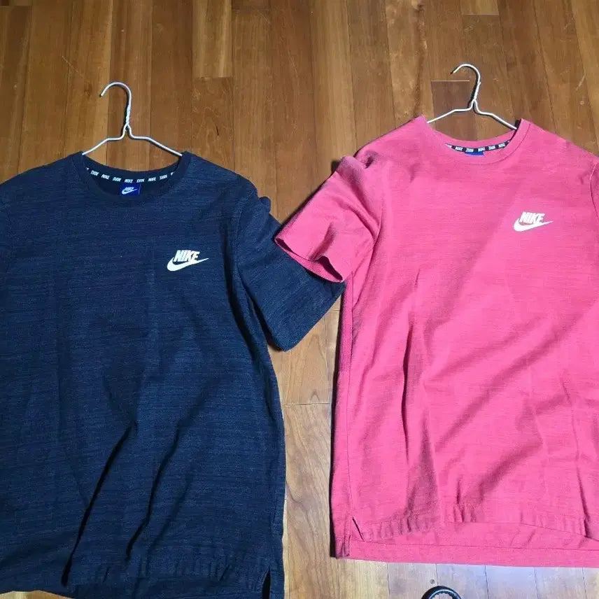 [BUNJANG] Nike Short Sleeve T-Shirt Set (Black/Red) / 나이키 반팔 티셔츠 검정/빨강 2장 세트