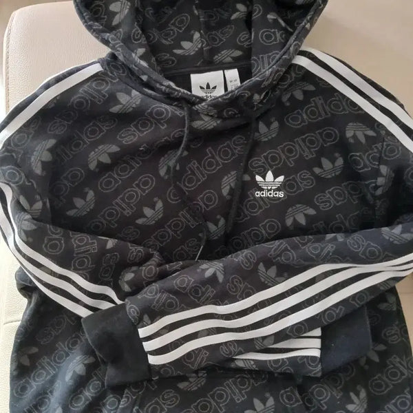 [BUNJANG] Adidas All Over Print Hoodie Black / 아디다스 후드티 올오버 프린트  블랙
