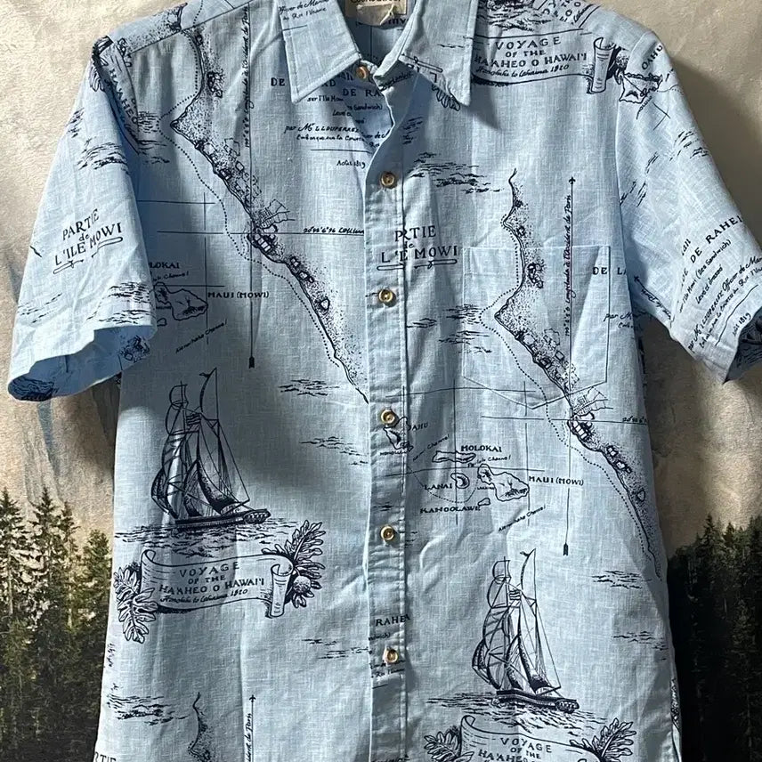 [BUNJANG] Cooke Street Hawaiian Shirt Sky Blue L-XL / L~XL) Cooke Street 하와이안 셔츠 하늘색