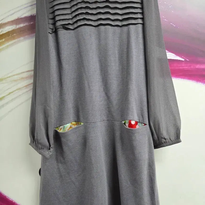 [BUNJANG] Gray Long-Sleeve Midi Dress / 회색 긴팔 미디 원피스