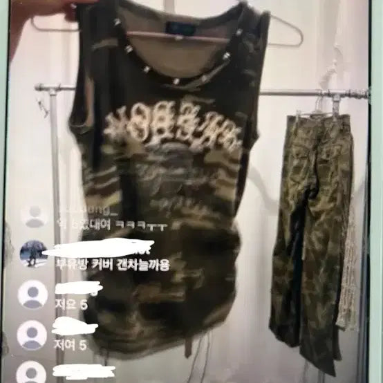 [BUNJANG] Japanese Vintage Camo String Tank Top / 일본 빈티지 카모 나시 레체 큐빈티지 shop502 파우닝