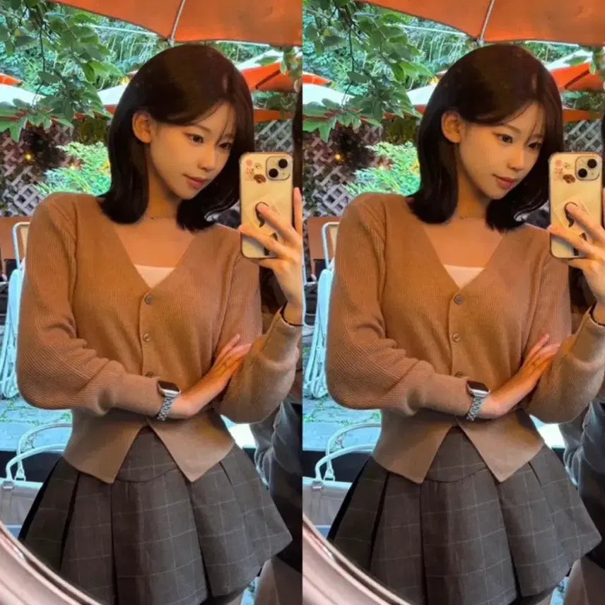 [BUNJANG] Day One't V-Neck Knit Ribbed Cardigan / 에이블리 데이원트 브이넥 니트 골지 가디건