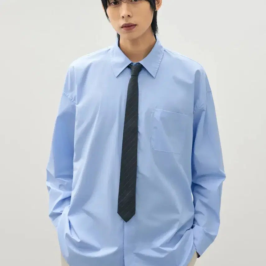 [BUNJANG] Drawfit Paper Cotton Oversized Shirt L [Sky Blue] / 드로우핏 페이퍼 코튼 오버핏 셔츠 [SKY BLUE] L