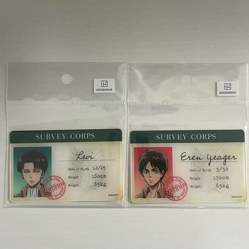 [BUNJANG] Attack on Titan Survey Corps Badge Acrylic Card - Levi & Eren / 진격거 병단증 아크릴 카드 리바이 에렌 판매