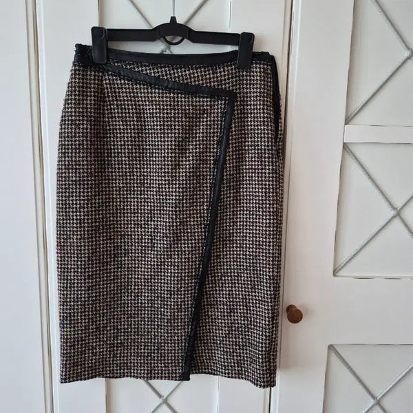 [BUNJANG] MICHAA Wool Houndstooth Pattern Skirt / 미샤 모직 스커트