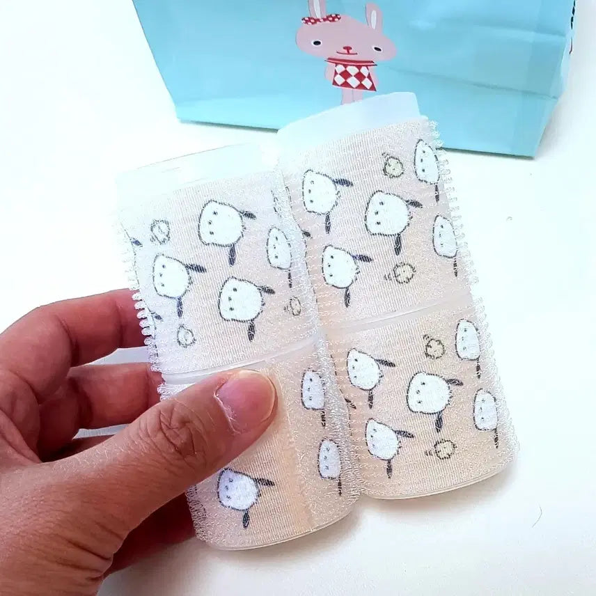 [BUNJANG] Sanrio Characters Pattern Hair Rollers (4 pcs) / 산리오 캐릭터 패턴 헤어롤 4개 새제품