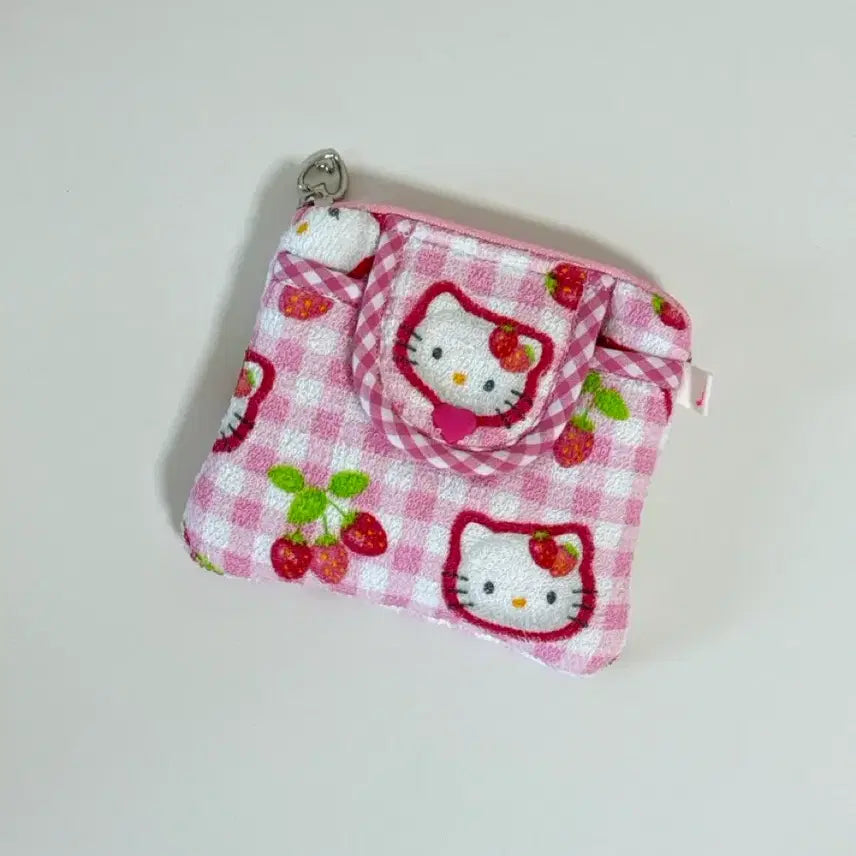 [BUNJANG] Sanrio Handmade Strawberry Kitty Two-Way Pouch Wallet / (마지막할인)산리오 핸드메이드 딸기 키티 투웨이 파우치 지갑