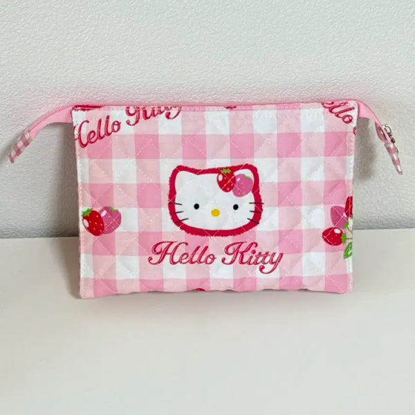 [BUNJANG] Sanrio Strawberry Kitty Handmade Double Clutch Pouch / (마지막할인)산리오 딸기 키티 핸드메이드 더블클러치 파우치
