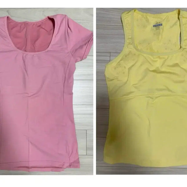 [BUNJANG] Yoga Long Sleeve Bra Top Bundle Set (Pink L, Yellow M) / 롱 슬리브 브라탑 요가복 2개(일괄)