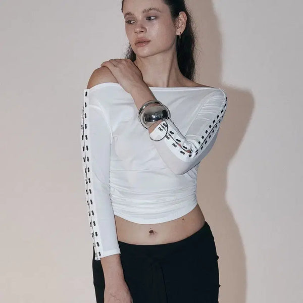 [BUNJANG] Pleastno follow Lexi Hooked Shirring Top White / 플리즈노팔로우 Lexi Hooked Shirring top 화이트