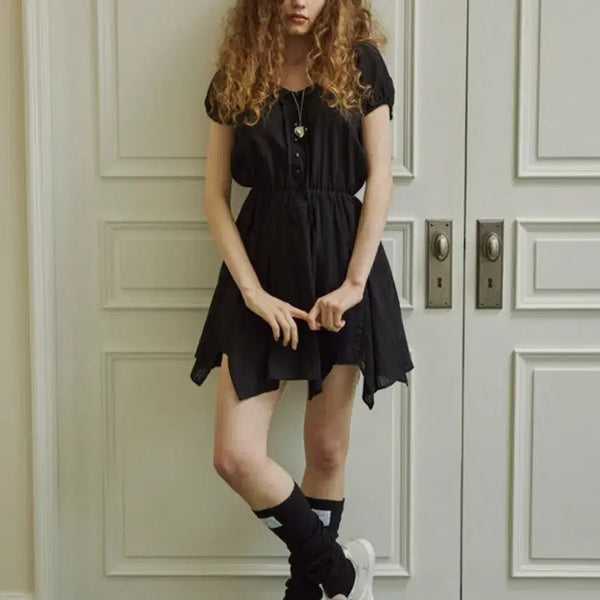 [BUNJANG] Dillàdi Jolly Dress Black + Knee Socks Set / 딜라이디 jolly dress balck 원피스 블랙+니삭스