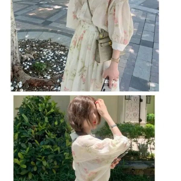 [BUNJANG] Chiffon Floral Two-Piece Dress / 투피스 봄 원피스 하늘하늘 여리여리 옷