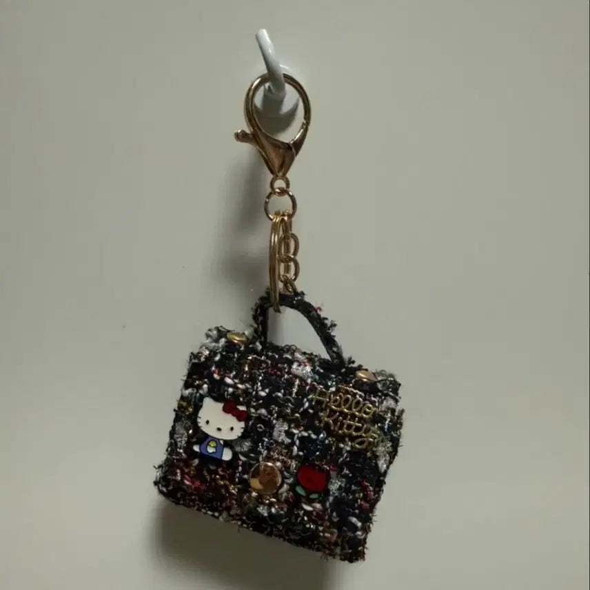 [BUNJANG] Hello Kitty Tweed Denim Mini Bag Keychain Pouch / 헬로키티 미니가방 키링