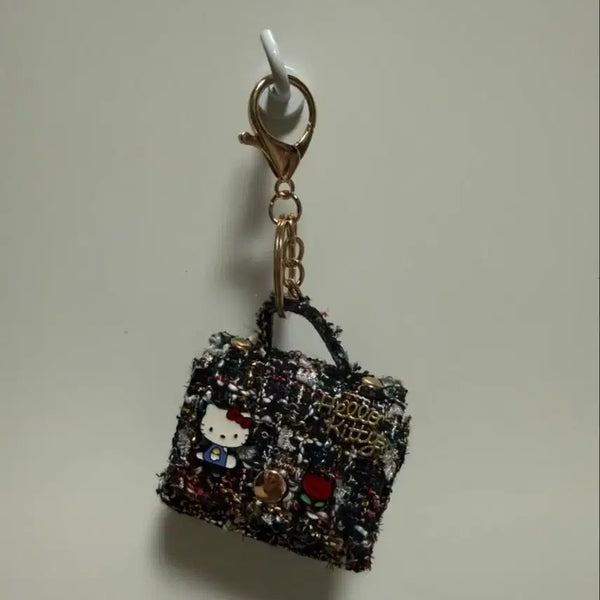 [BUNJANG] Hello Kitty Tweed Denim Mini Bag Keychain Pouch / 헬로키티 미니가방 키링