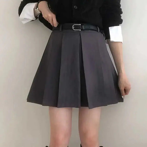 [BUNJANG] Preppy Look Tennis Pleated Mini Skirt with Belt Set / 벨트세트 프레피룩 테니스 플리츠 미니스커트 치마바지