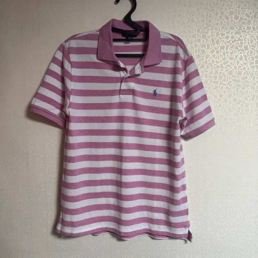 [BUNJANG] Polo Ralph Lauren Pink Striped Polo Shirt / 폴로 핑크 스트라이프 카라티 팝니다