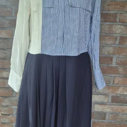[BUNJANG] ZARA Striped Mix Pleated Long Dress / 자라 원피스