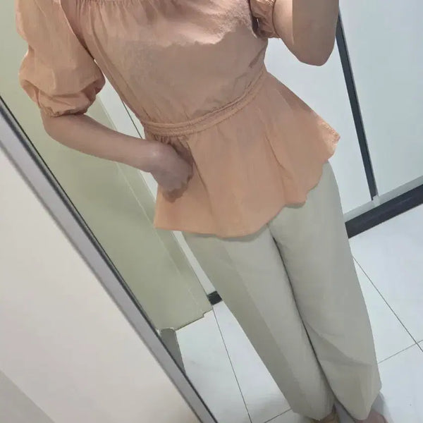 [BUNJANG] Apricot Short Sleeve Blouse / 살구블라우스