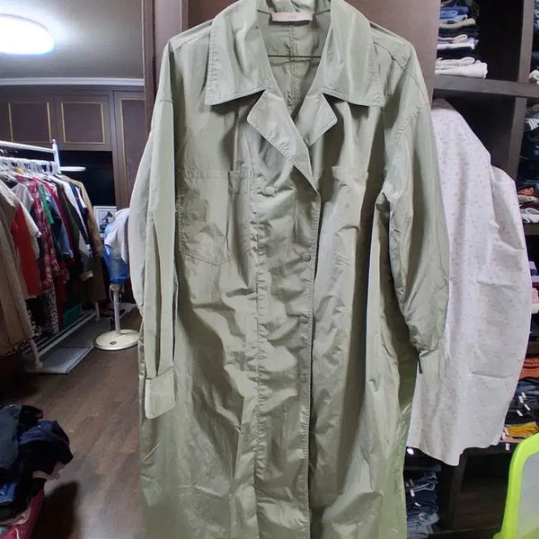 [BUNJANG] AMX Khaki Long Trench Coat (L) / AMX카키색 롱 트렌치 코트(L)