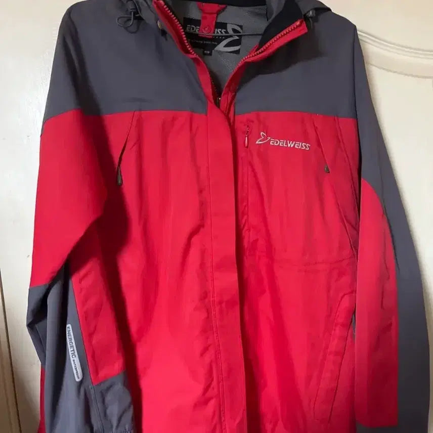 [BUNJANG] Edelweiss Men's Hiking Jacket Red/Gray / 에델바이스 등산 자켓 레드/회색