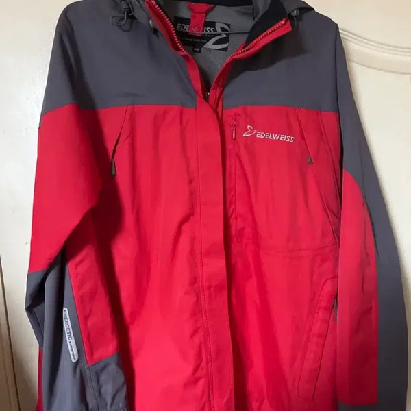 [BUNJANG] Edelweiss Men's Hiking Jacket Red/Gray / 에델바이스 등산 자켓 레드/회색