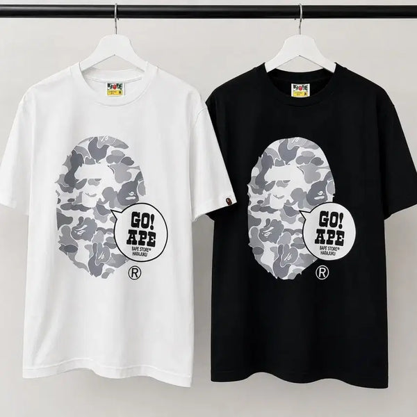 [BUNJANG] BAPE GO! APE Short Sleeve T-Shirt White/Black / BAPE 베이프 고! 베이프 하라주쿠 카모  반팔 티셔츠 s~xl.