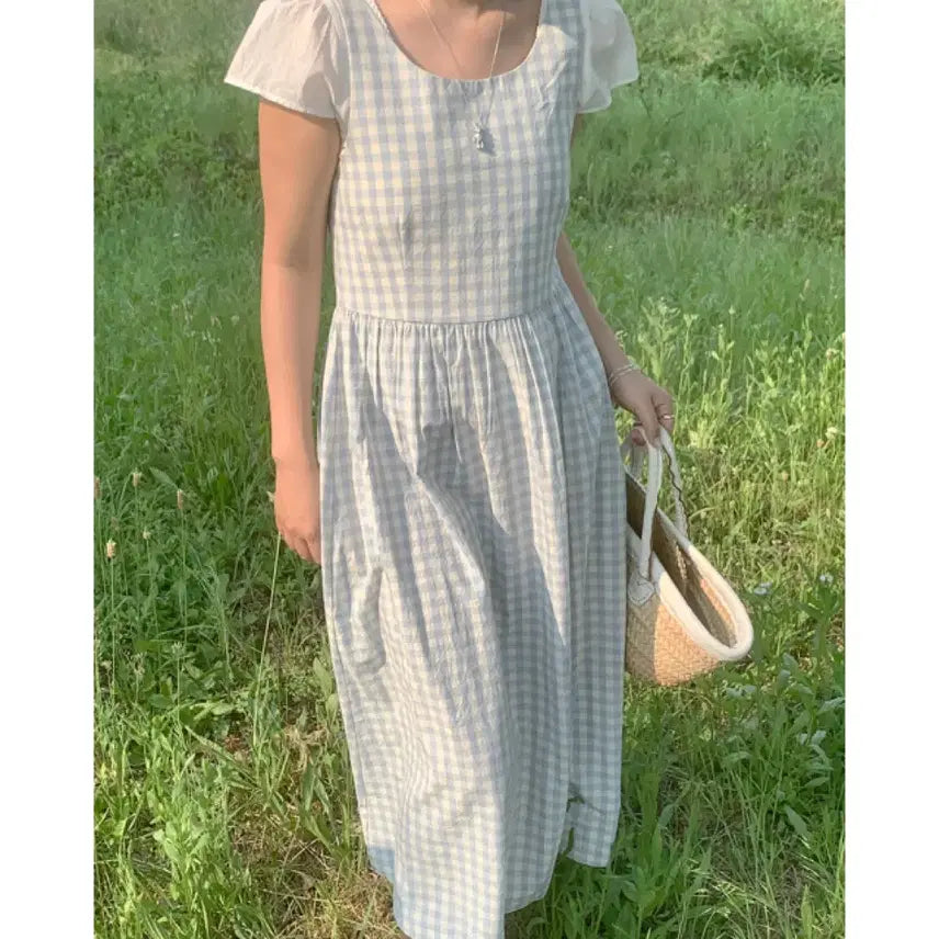 [BUNJANG] Taeyangotjang Check Long Dress / 태향옷장/윗마럽 제작 체크 롱 원피스