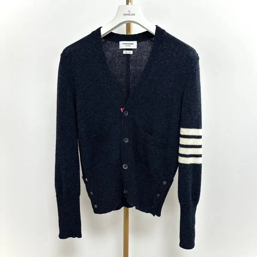 [BUNJANG] Thom Browne Shetland Cardigan Navy / [ 새상품급 , 3사이즈 ] 톰브라운 사선완장 셰틀랜드 가디건 네이비