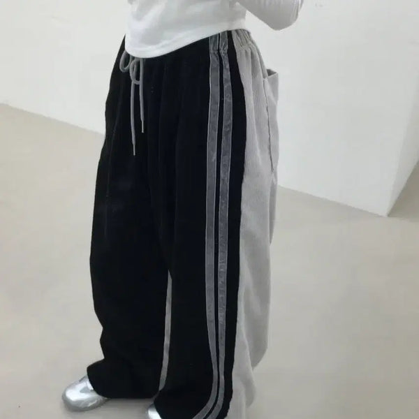 [BUNJANG] Colorblock Wide Leg Pants / 새상품) 배색 와이드 바지