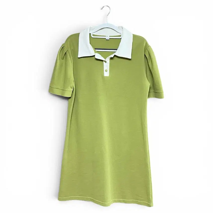[BUNJANG] Mint Green Collar Mini Dress / 상큼한 연두 카라 원피스 판매해요