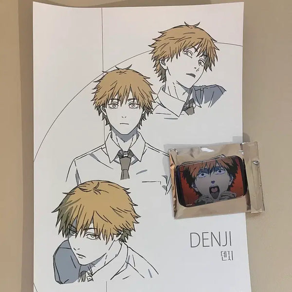 [BUNJANG] Chainsaw Man Denji Pop-up Store Special Poster & Square Badge Bundle Set / 체인소맨 팝업 덴지 특전포스터 + 사각 뱃지 일괄
